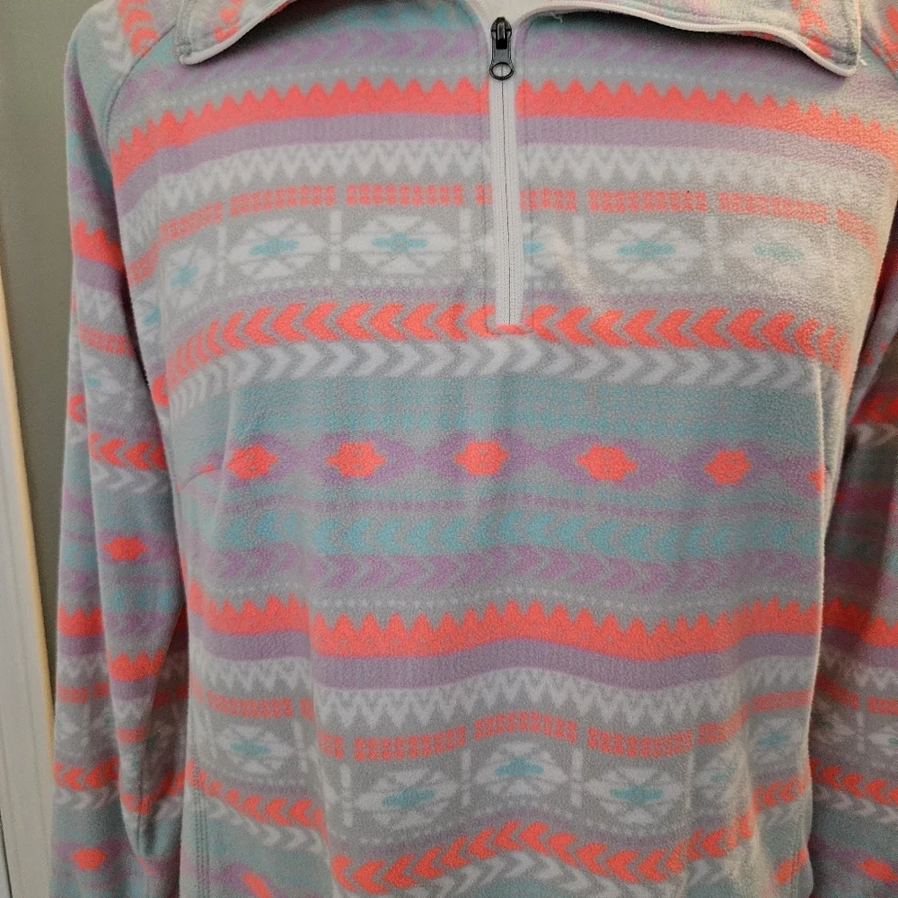 Columbia Gray and Pink Aztec Patterned Pullover Jacket Women's Size Large L